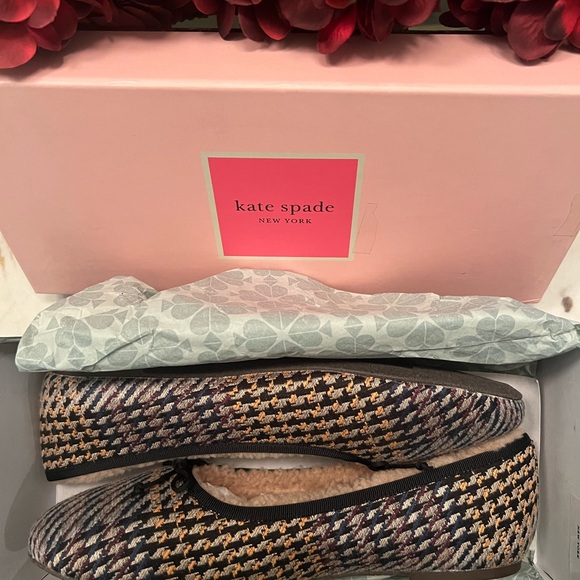 NIB Kate Spade New York Honey Shearling Grey Multi Ballet Flats size 9B - Picture 9 of 9